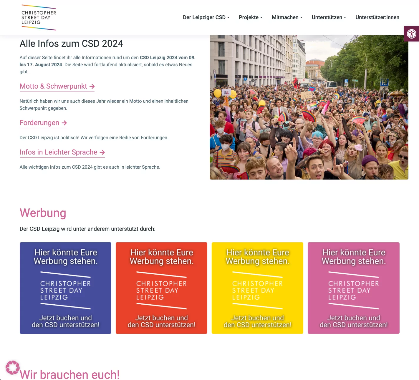 Beispiel für Kacheln auf der Info-Seite zum CSD