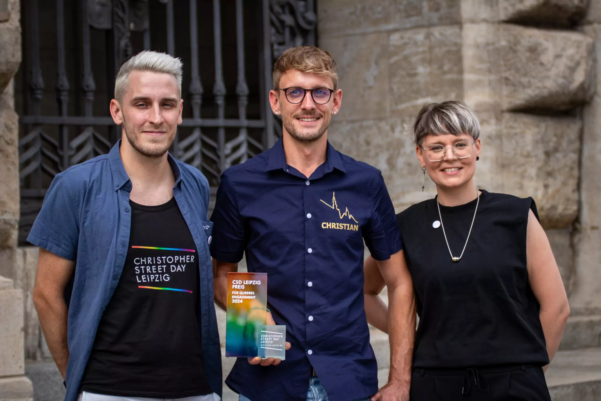Christian vom CSD Pirna mit unseren Vorstandsmitgliedern Marco und Jasmin